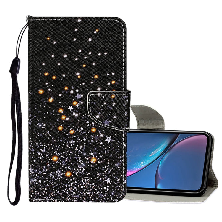 Funda de cuero con tapa horizontal con patrón de dibujo de colores, ranuras para tarjetas y billetera, para iPhone 11
