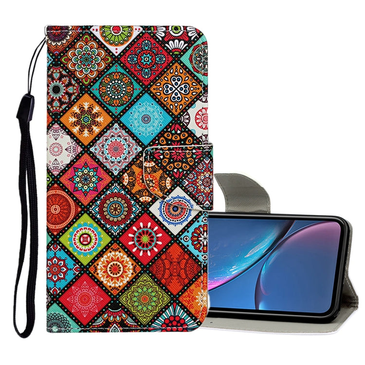 Funda de cuero con tapa horizontal con patrón de dibujo de colores, ranuras para tarjetas y billetera, para iPhone 11