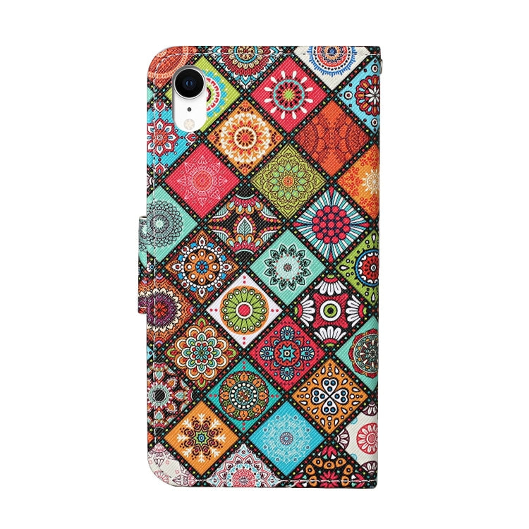 Funda de cuero con tapa horizontal con patrón de dibujo de colores, ranuras para tarjetas y billetera, para iPhone 11