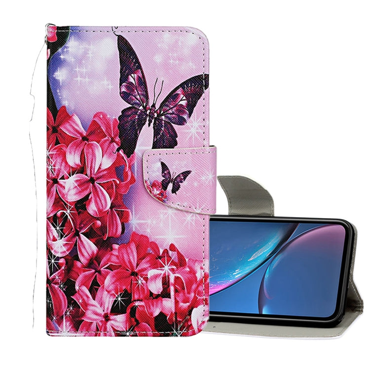 Funda de cuero con tapa horizontal con patrón de dibujo de colores, ranuras para tarjetas y billetera, para iPhone 11
