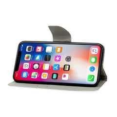 Estuche de cuero con tapa horizontal con patrón de dibujo de colores, ranuras para tarjetas y billetera, para iPhone X/XS