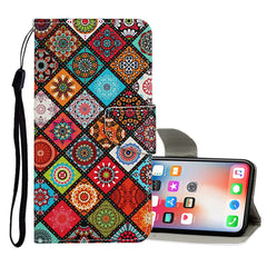 Estuche de cuero con tapa horizontal con patrón de dibujo de colores, ranuras para tarjetas y billetera, para iPhone X/XS