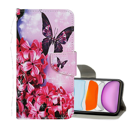 Estuche de cuero con tapa horizontal con patrón de dibujo de colores, ranuras para tarjetas y billetera, para iPhone 8/7