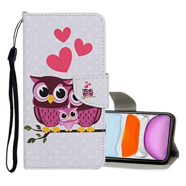 Estuche de cuero con tapa horizontal con patrón de dibujo de colores, ranuras para tarjetas y billetera, para iPhone 8/7
