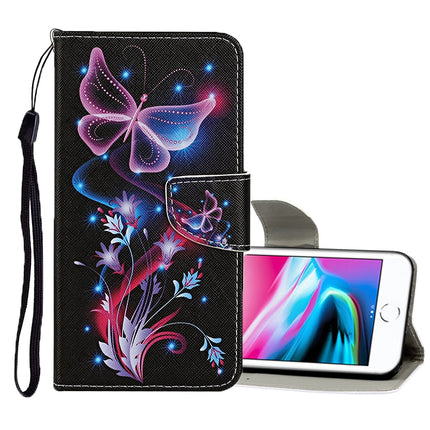 Horizontale Klapphülle aus Leder mit farbigem Zeichenmuster, Halter, Kartenfächern und Geldbörse, für iPhone 6 Plus/6s Plus