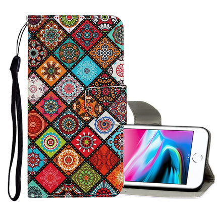 Horizontale Klapphülle aus Leder mit farbigem Zeichenmuster, Halter, Kartenfächern und Geldbörse, für iPhone 6 Plus/6s Plus
