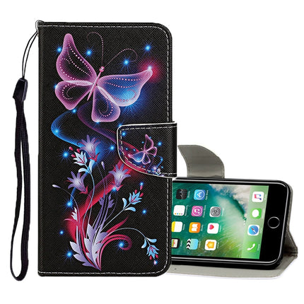 Horizontale Klapphülle aus Leder mit farbigem Zeichenmuster, Halter, Kartenfächern und Geldbörse, für iPhone 6 Plus/6s Plus