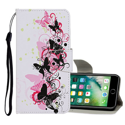 Horizontale Klapphülle aus Leder mit farbigem Zeichenmuster, Halter, Kartenfächern und Geldbörse, für iPhone 6 Plus/6s Plus