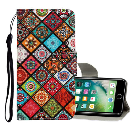 Horizontale Klapphülle aus Leder mit farbigem Zeichenmuster, Halter, Kartenfächern und Geldbörse, für iPhone 6 Plus/6s Plus