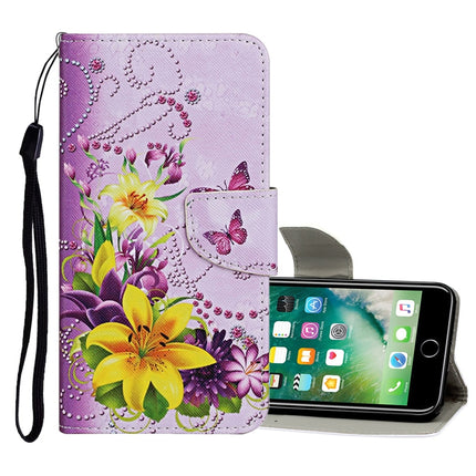 Horizontale Klapphülle aus Leder mit farbigem Zeichenmuster, Halter, Kartenfächern und Geldbörse, für iPhone 6 Plus/6s Plus