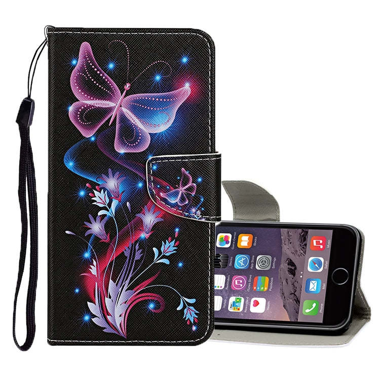 Estuche de cuero con tapa horizontal con patrón de dibujo de colores, ranuras para tarjetas y billetera, para iPhone 6/6s