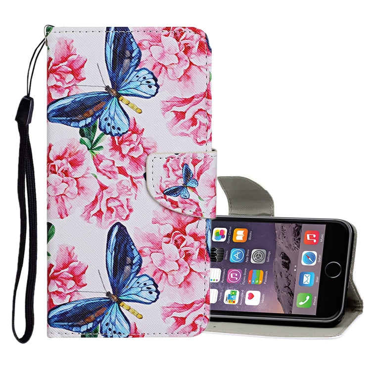 Estuche de cuero con tapa horizontal con patrón de dibujo de colores, ranuras para tarjetas y billetera, para iPhone 6/6s