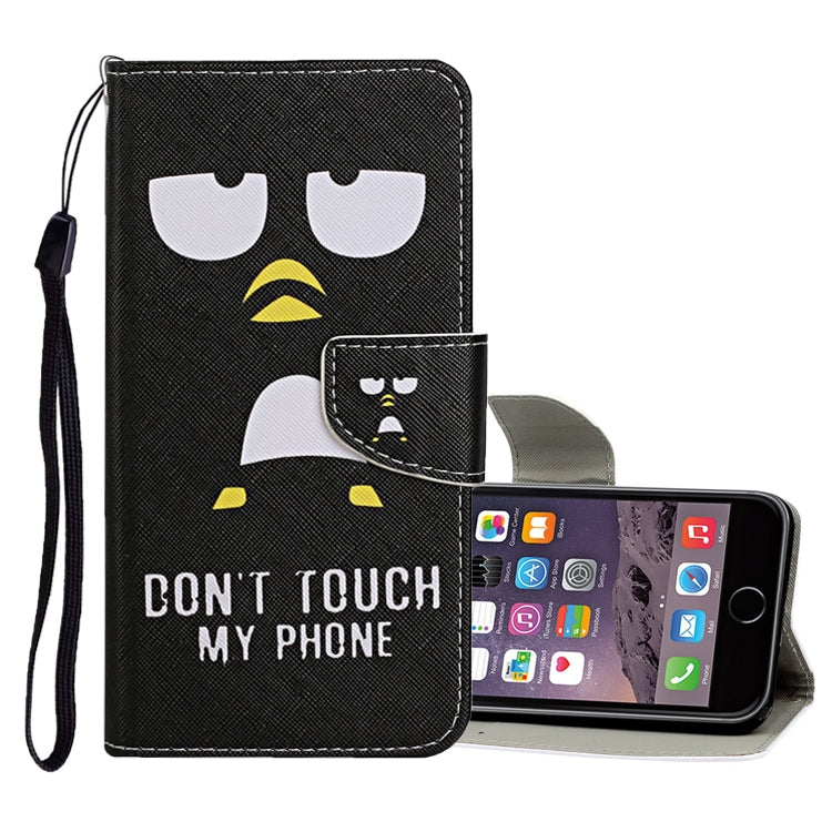 Estuche de cuero con tapa horizontal con patrón de dibujo de colores, ranuras para tarjetas y billetera, para iPhone 6/6s