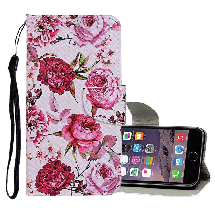 Estuche de cuero con tapa horizontal con patrón de dibujo de colores, ranuras para tarjetas y billetera, para iPhone 6/6s
