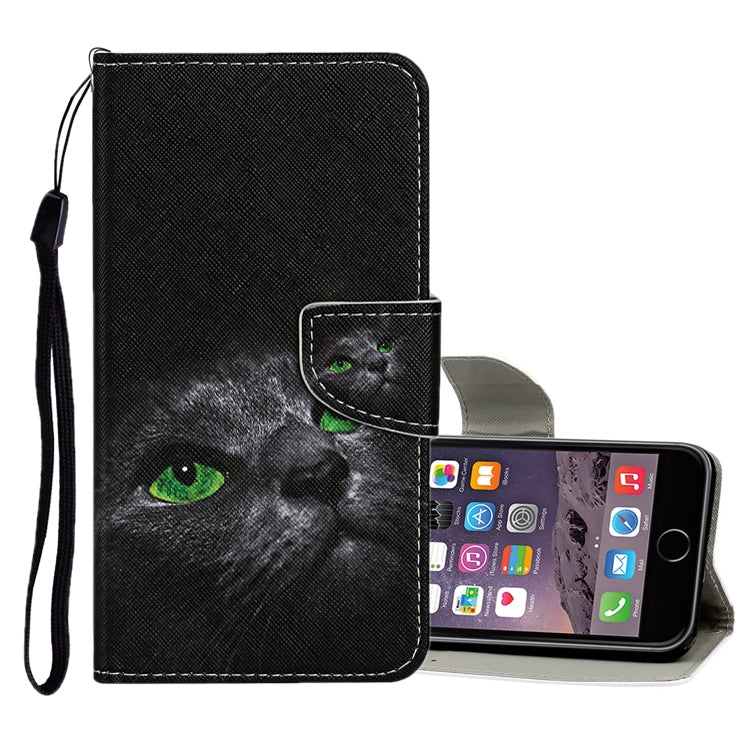 Estuche de cuero con tapa horizontal con patrón de dibujo de colores, ranuras para tarjetas y billetera, para iPhone 6/6s