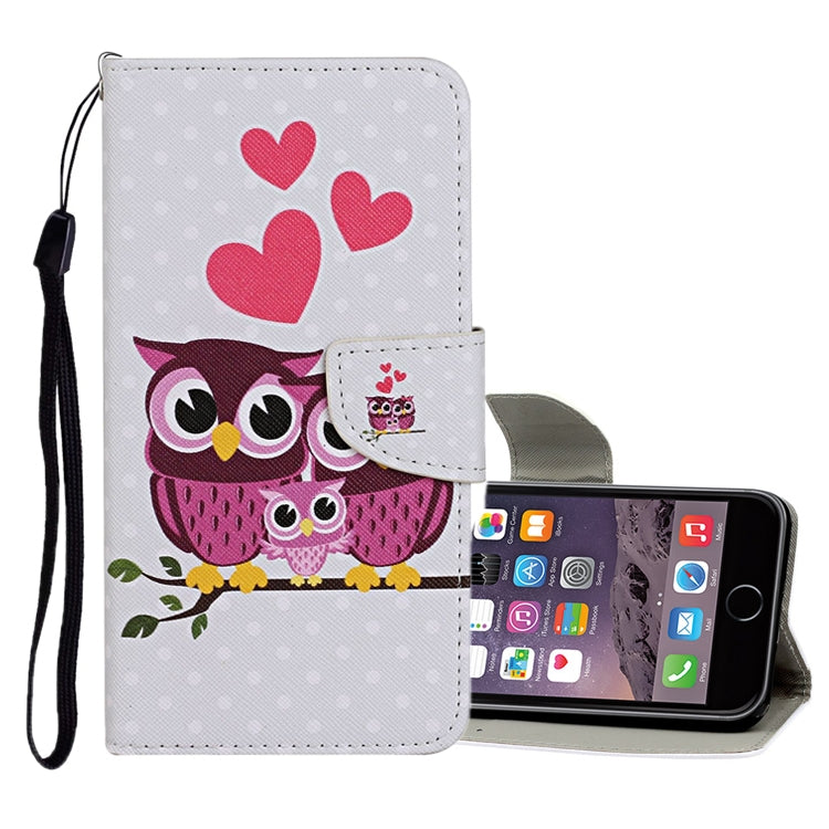 Estuche de cuero con tapa horizontal con patrón de dibujo de colores, ranuras para tarjetas y billetera, para iPhone 6/6s