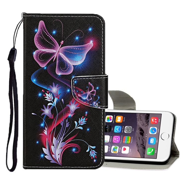Estuche de cuero con tapa horizontal con patrón de dibujo de colores, ranuras para tarjetas y billetera, para iPhone 6/6s