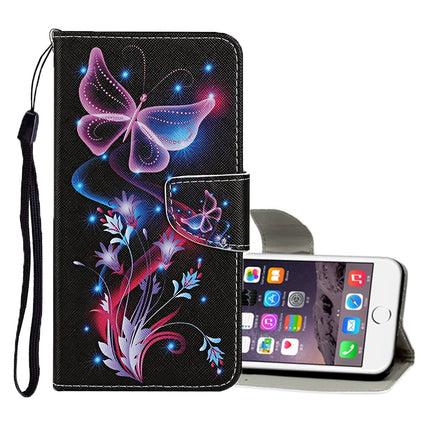 Horizontale Klapphülle aus Leder mit farbigem Zeichenmuster, Halter, Kartenfächern und Geldbörse, für iPhone 6/6s