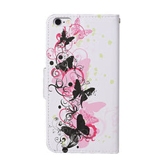 Estuche de cuero con tapa horizontal con patrón de dibujo de colores, ranuras para tarjetas y billetera, para iPhone 6/6s