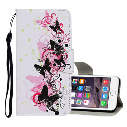 Horizontale Klapphülle aus Leder mit farbigem Zeichenmuster, Halter, Kartenfächern und Geldbörse, für iPhone 6/6s