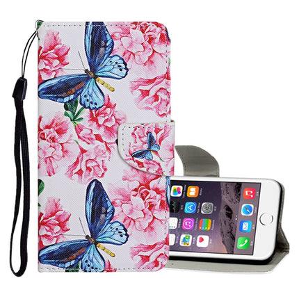 Horizontale Klapphülle aus Leder mit farbigem Zeichenmuster, Halter, Kartenfächern und Geldbörse, für iPhone 6/6s