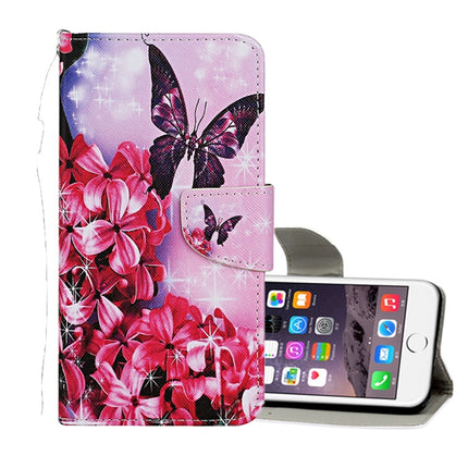Horizontale Klapphülle aus Leder mit farbigem Zeichenmuster, Halter, Kartenfächern und Geldbörse, für iPhone 6/6s