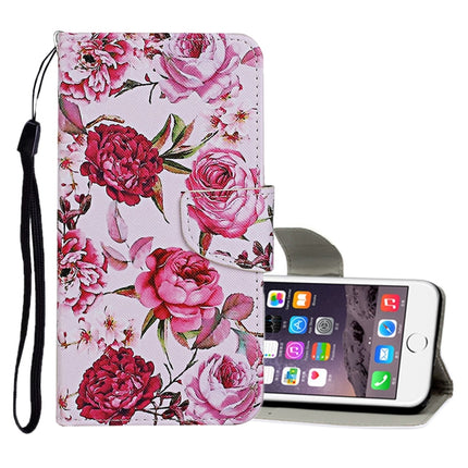 Horizontale Klapphülle aus Leder mit farbigem Zeichenmuster, Halter, Kartenfächern und Geldbörse, für iPhone 6/6s
