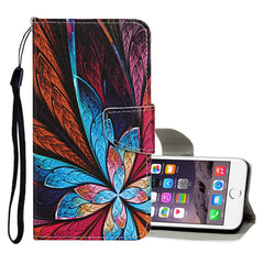 Estuche de cuero con tapa horizontal con patrón de dibujo de colores, ranuras para tarjetas y billetera, para iPhone 6/6s