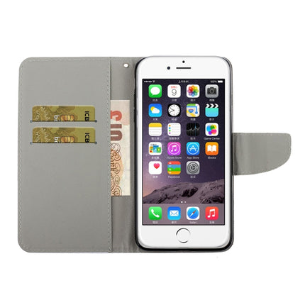 Horizontale Klapphülle aus Leder mit farbigem Zeichenmuster, Halter, Kartenfächern und Geldbörse, für iPhone 6/6s