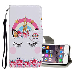 Estuche de cuero con tapa horizontal con patrón de dibujo de colores, ranuras para tarjetas y billetera, para iPhone 6/6s