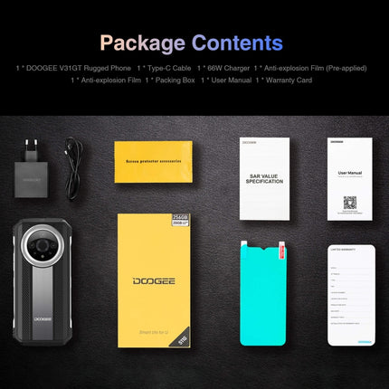 DOOGEE V31GT,  Thermal Imaging Camera, Side Fingerprint, 10800mAh Battery, 6.58 inch Android 13 Dimensity 1080 Octa Core, Network: 5G, OTG, NFC, Support Google Pay, 12GB+256GB
