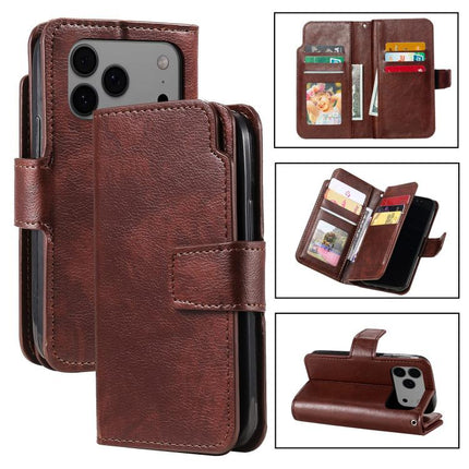 Tri-Fold 9-Card Wallets Leather Phone Case, For iPhone 17 Pro, For iPhone 17, For iPhone Air