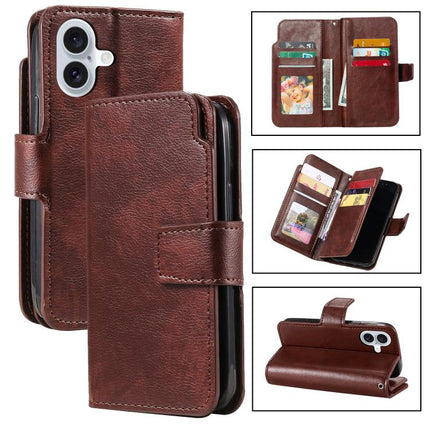 Tri-Fold 9-Card Wallets Leather Phone Case, For iPhone 17 Pro, For iPhone 17, For iPhone Air