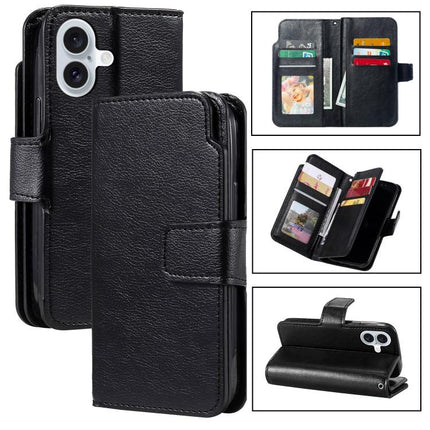 Tri-Fold 9-Card Wallets Leather Phone Case, For iPhone 17 Pro, For iPhone 17, For iPhone Air