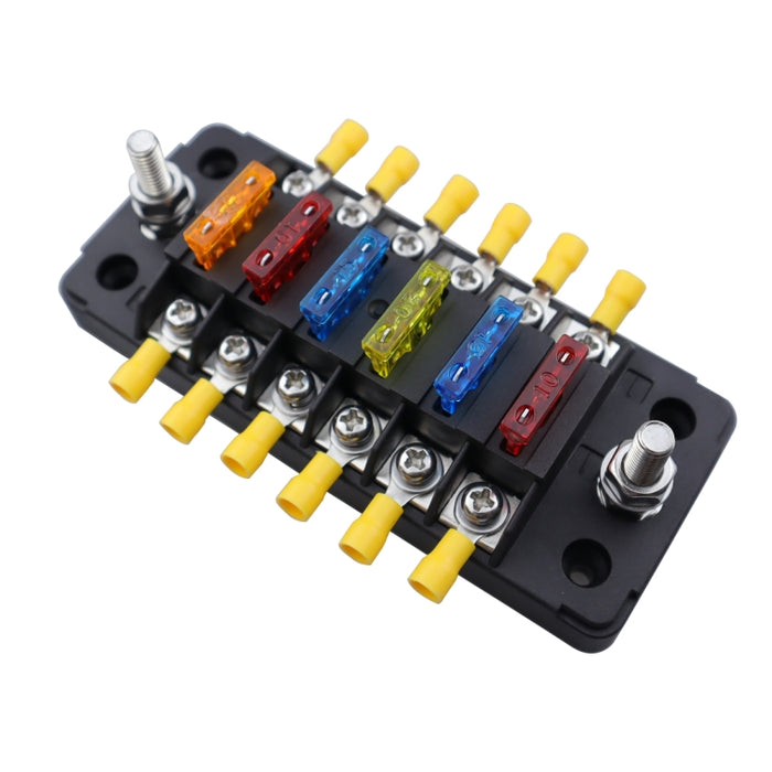 CP-4041 Vertical 6 Way Fuse Block with Fuses and Terminals, Vertical 6 Way