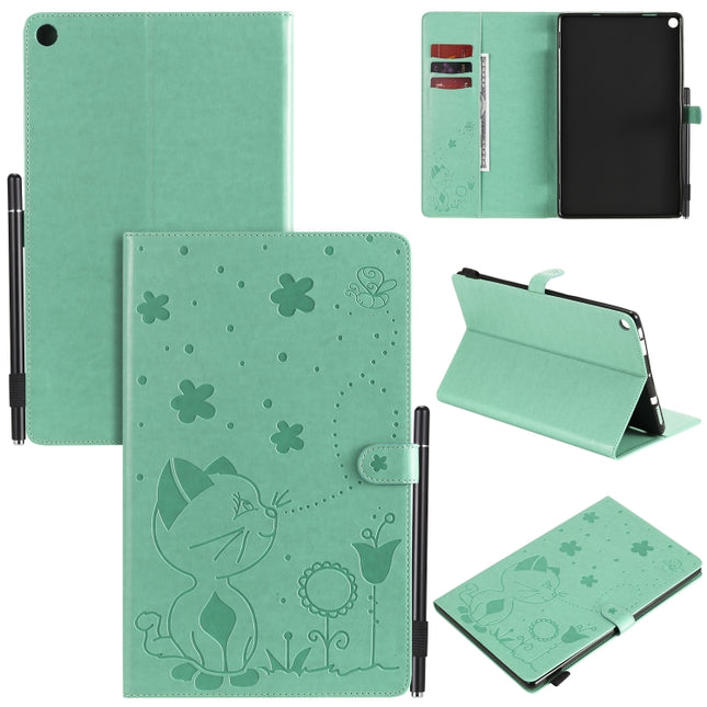 Cat Bee Embossing Pattern Shockproof Table PC Protective Horizontal Flip Leather Case with Card Slots & Wallet & Pen Slot & Sleep / Wake-up Function, For Amazon Kindle Fire HD 10 (2015) / (2017), For Amazon Kindle Paperwhite 4 (2018) / 3 / 2 / 1