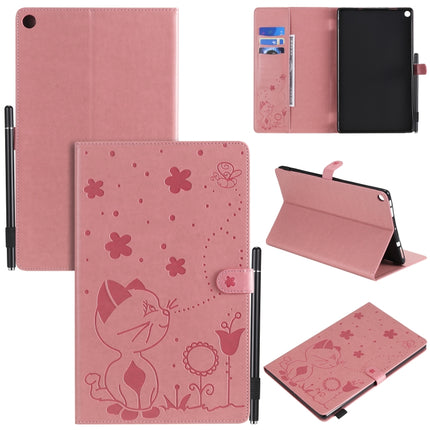 Cat Bee Embossing Pattern Shockproof Table PC Protective Horizontal Flip Leather Case with Card Slots & Wallet & Pen Slot & Sleep / Wake-up Function, For Amazon Kindle Fire HD 10 (2015) / (2017), For Amazon Kindle Paperwhite 4 (2018) / 3 / 2 / 1