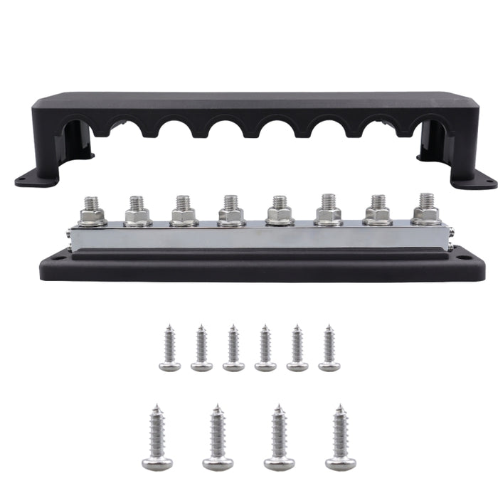 RV 600A High Current busbar 8-way Straight M10 Wiring Studs, CP-4298-01, CP-4298-02