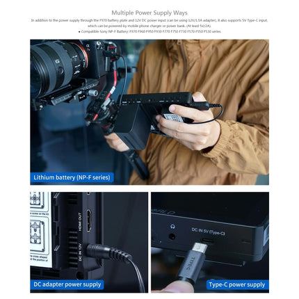 FEELWORLD F5 ProX 5.5 inch 1600nit High Bright Touch Screen DSLR Camera Field Monitor 4K HDMI F970 Install and Power Kit