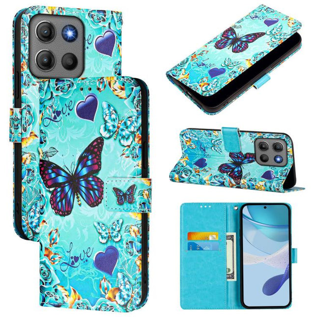Colored Drawing Pattern Plain Weave Leather Phone Case, For Motorola Moto G17 / G17 Power, For Motorola Moto G67 Power 5G, For Motorola Edge 70 5G / X70 Air
