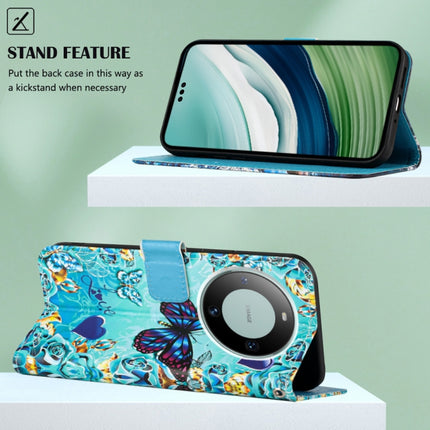 Colored Drawing Pattern Plain Weave Leather Phone Case, For Huawei Mate 60 Pro