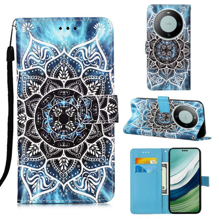 Colored Drawing Pattern Plain Weave Leather Phone Case, For Huawei Mate 60 Pro