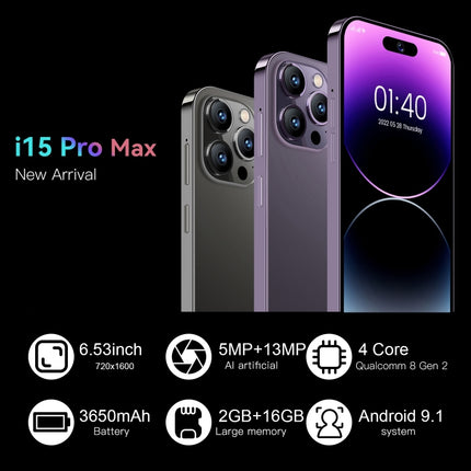i15 Pro Max / U18, 6,53-Zoll-Bildschirm, Gesichtserkennung, Android 9.1 SC7731E Quad Core, Netzwerk: 3G, Dual-SIM, i15 Pro Max / U18 2 GB+16 GB