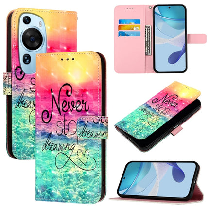 3D Painting Horizontal Flip Leather Phone Case, For Huawei Mate 60, For Huawei Mate 60 Pro, For Huawei P60 Art