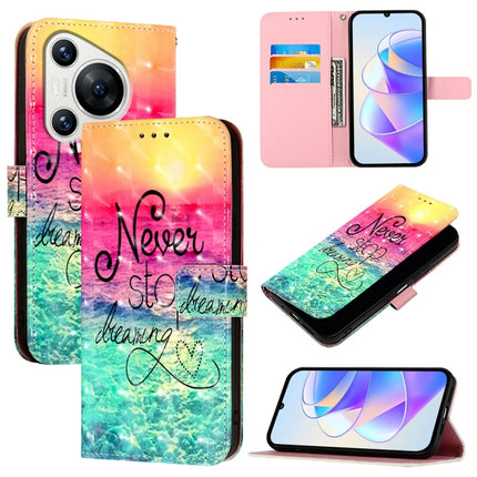 3D Painting Horizontal Flip Leather Phone Case, For Huawei nova 12s Global, For Huawei Pura 70 Pro, For Huawei Pura 70