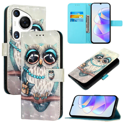 3D Painting Horizontal Flip Leather Phone Case, For Huawei nova 12s Global, For Huawei Pura 70 Pro, For Huawei Pura 70