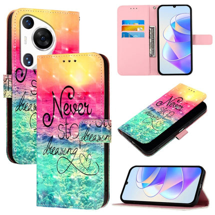 3D Painting Horizontal Flip Leather Phone Case, For Huawei nova 12s Global, For Huawei Pura 70 Pro, For Huawei Pura 70