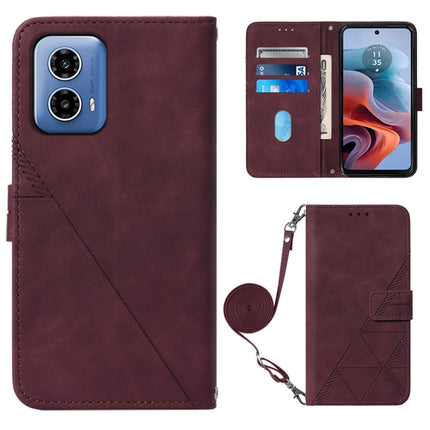 Crossbody 3D Embossed Flip Leather Phone Case, For Motorola Moto G04 4G / G24 4G, For Motorola Moto G34, For Motorola Moto G Play 5G 2024, For Motorola Moto G84