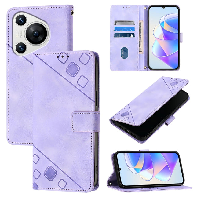 Skin Feel Embossed Leather Phone Case, For Huawei Nova 12s Global, For Huawei Pura 70 Pro, For Huawei Pura 70, For Huawei Mate 60
