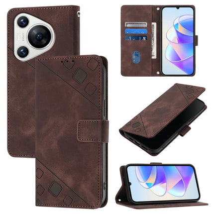 Skin Feel Embossed Leather Phone Case, For Huawei Nova 12s Global, For Huawei Pura 70 Pro, For Huawei Pura 70, For Huawei Mate 60
